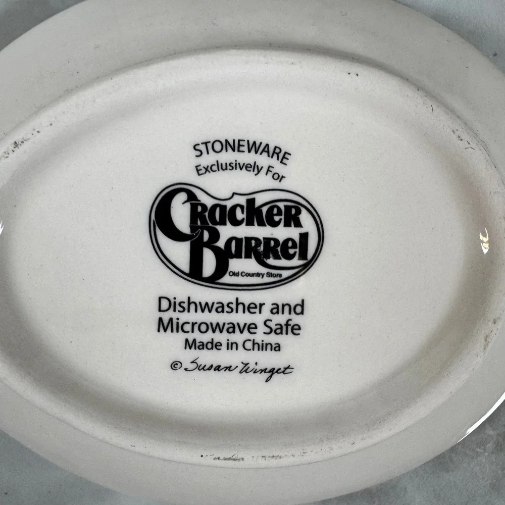 Cracker Barrel Susan Winget Garden Crackle Spoon Rest White Green Bird‎ Flowers